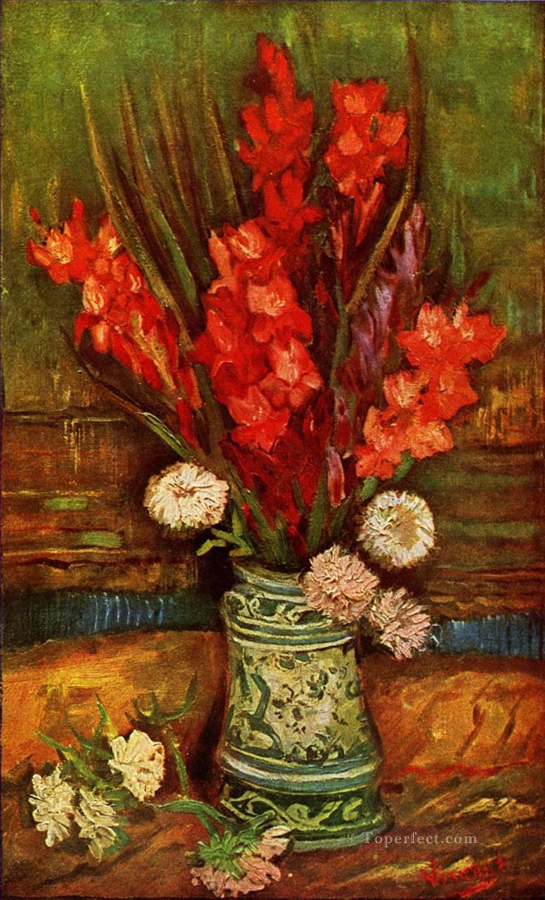 Still LIfe Vase with Red Gladiolas Vincent van Gogh Impressionism Flowers Oil Paintings